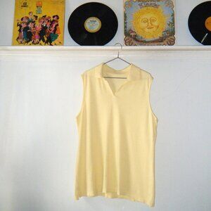 VINTAGE TOP | Yellow Tennis Tank w/ Collar - M/L